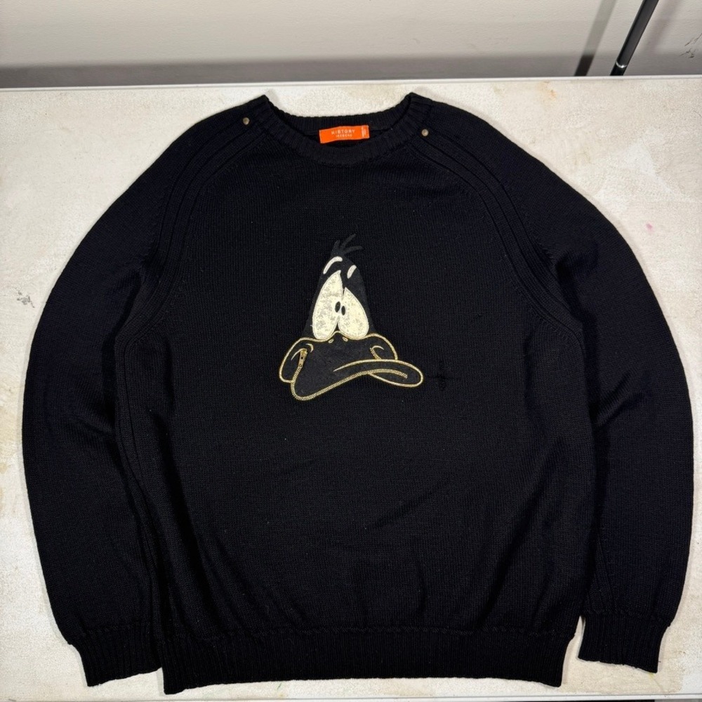 Vintage History Iceberg Daffy Duck Wool Sweater Black Looney Tunes 2001 Italy M